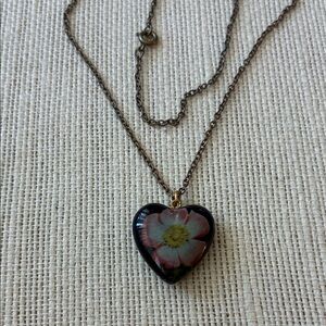 Vintage Heart Pendant Necklace with Floral Design